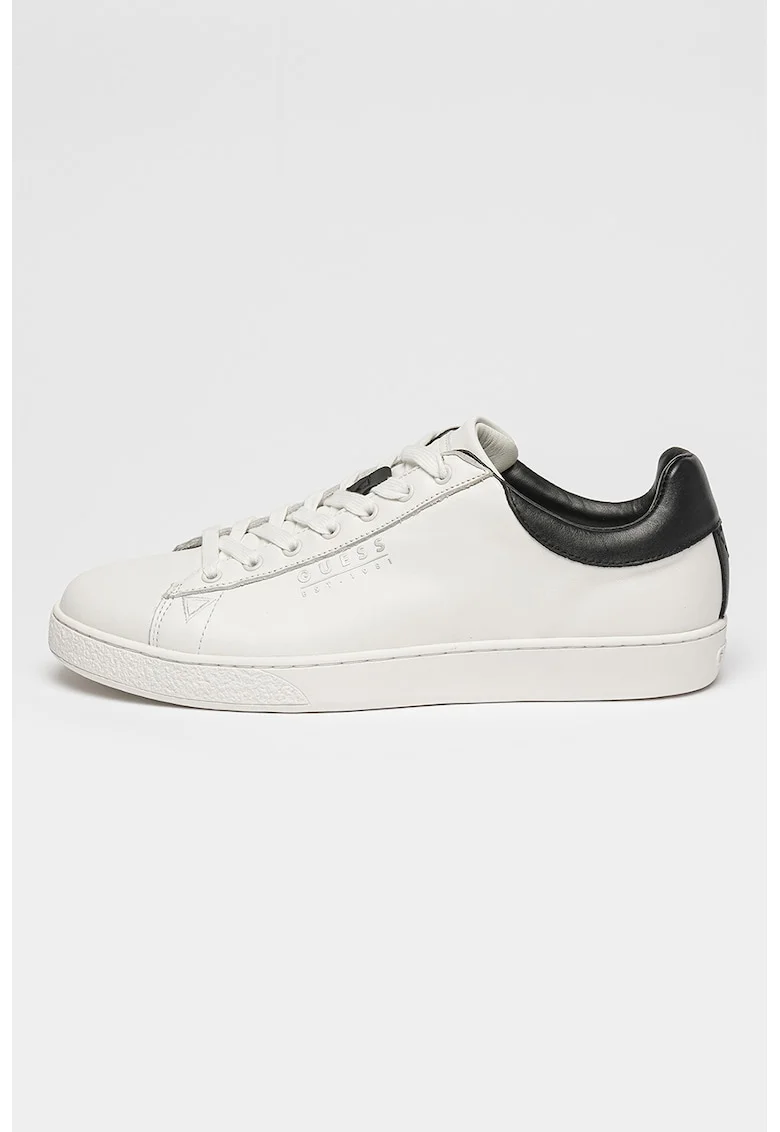 Pantofi sport din piele cu detalii logo, Negru/Alb murdar