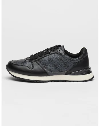 Pantofi sport cu garnituri din material textil si model, Negru/Gri carbune