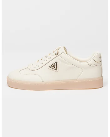 Pantofi sport de piele cu siret, Auriu/Alb fildes