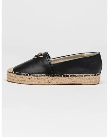 Pantofi loafer din piele ecologica cu logo, Negru