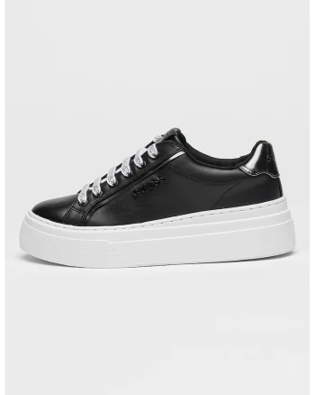 Pantofi sport flatform cu logo, Alb/Negru