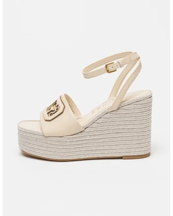 Sandale-espadrile wedge, Crem
