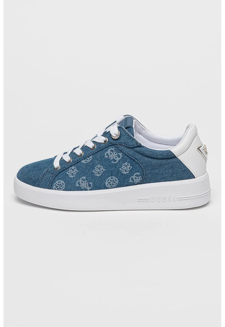 Pantofi sport din denim cu logo, Albastru inchis/Alb optic