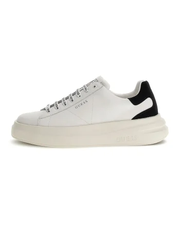 Pantofi sport cu insertii de piele intoarsa, Alb/Negru
