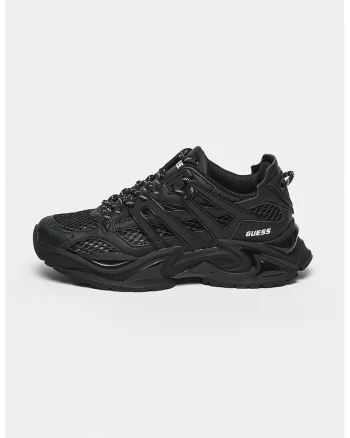 Pantofi sport de piele ecologica si material textil, Negru