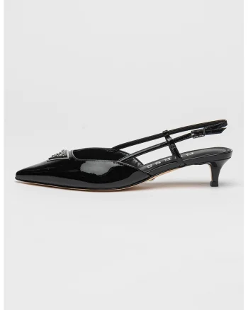 Pantofi din piele ecologica cu toc kitten, Negru