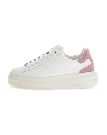Pantofi sport de piele cu garnituri de piele intoarsa, Alb/Roz