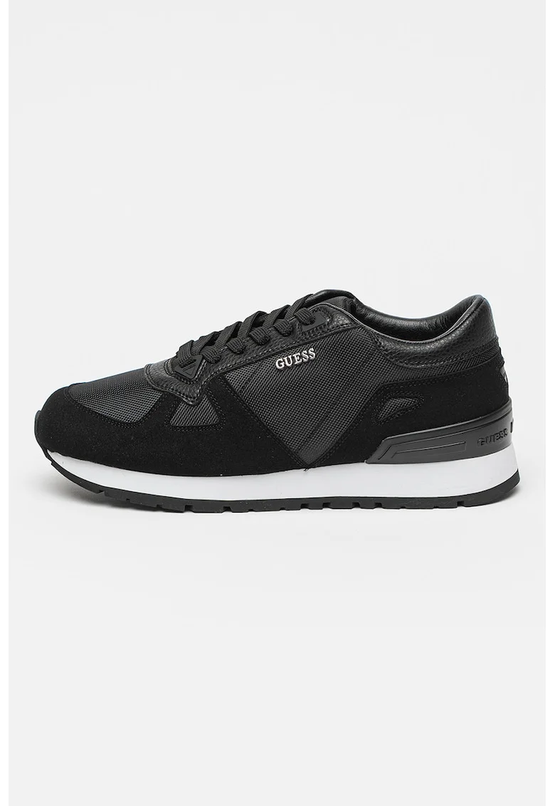Pantofi sport cu insertii de piele intoarsa, Negru