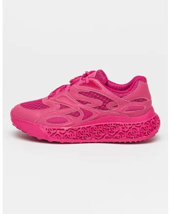 Pantofi sport wedge cu insertii de plasa, Fucsia