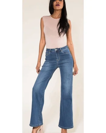 Blugi Dama Evazati  Albastri P080-5 M8 16758, Albastru