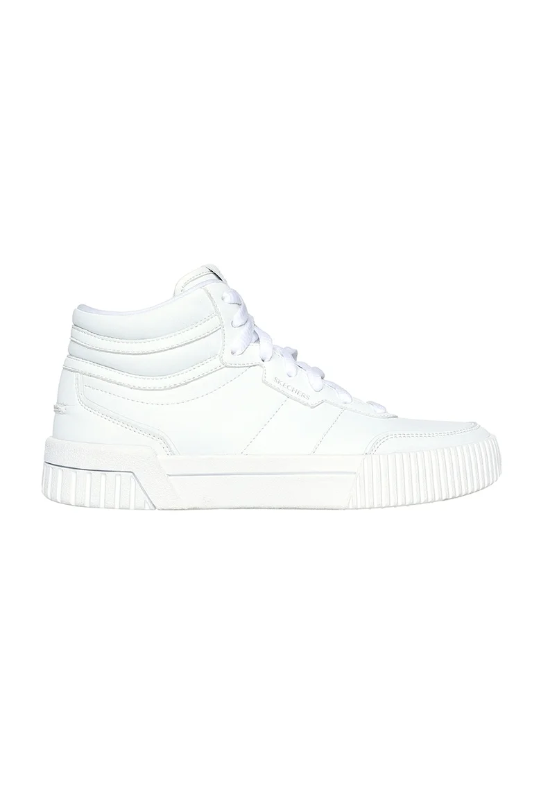 Pantofi sport high-top de piele ecologica, Alb