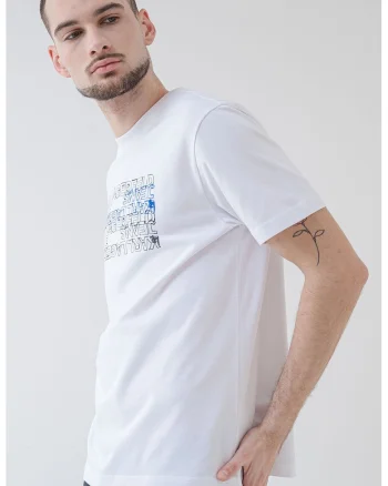 Tricou regular fit de bumbac organic, Alb/Negru stins/Albastru royal