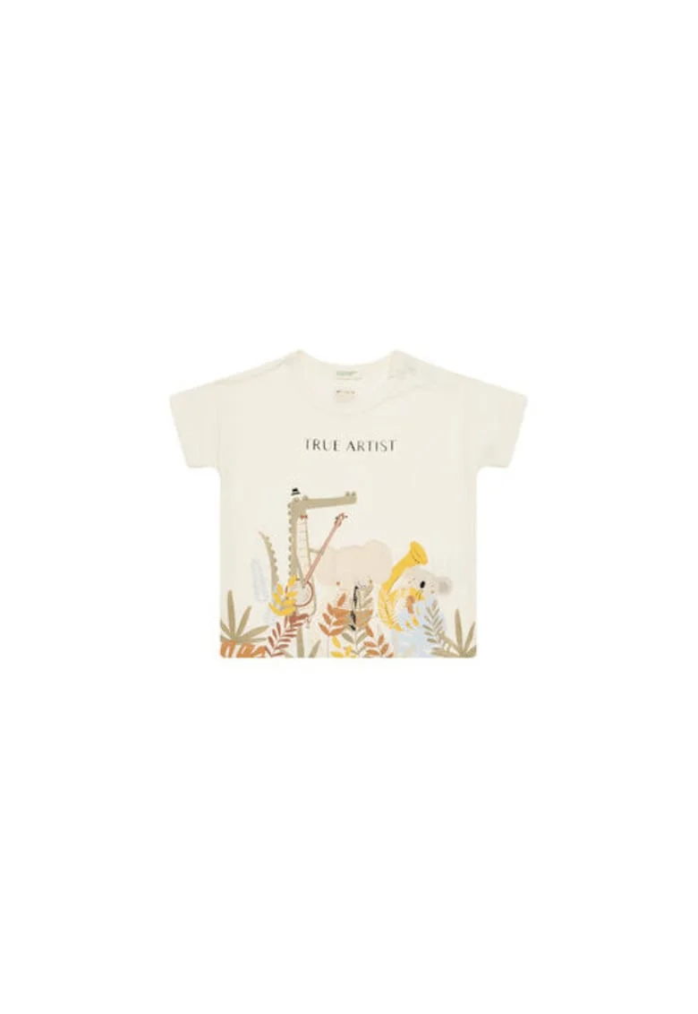 Tricou copii  3I1XA105R, Bumbac organic, Bej, Bej