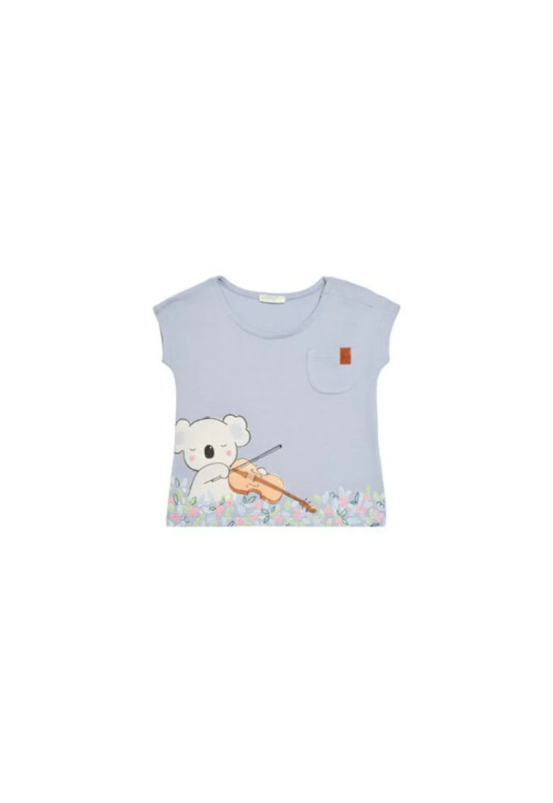 Tricou pentru fete  3I1XA105X, Bumbac organic, Albastru, Albastru