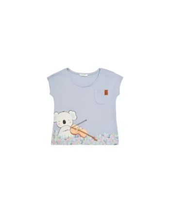 Tricou pentru fete  3I1XA105X, Bumbac organic, Albastru, Albastru