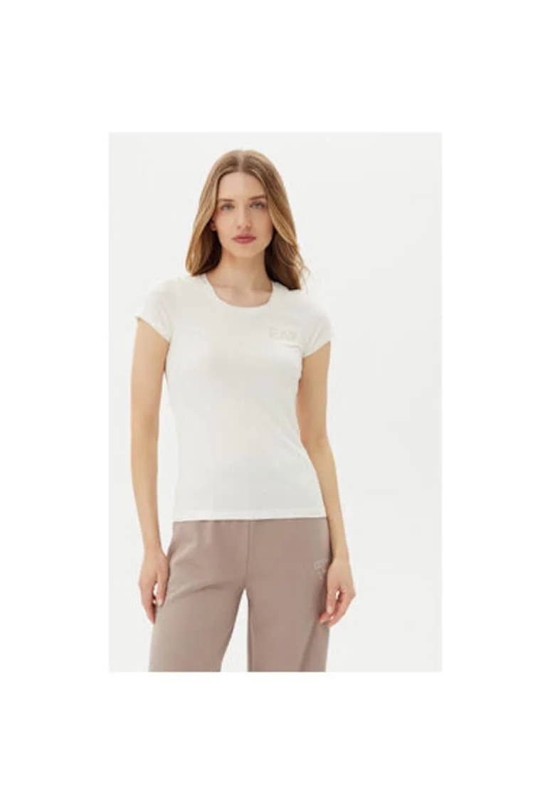 Tricou dama  Emporio Armani, 8NTT65 TJDQZ, Bumbac/Modal, 2XL INTL, Alb