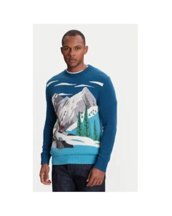 Pulover barbati  1244K108S, Lana/Nylon, S INTL, Bleumarin
