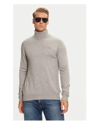 Pulover slim fit cu guler inalt