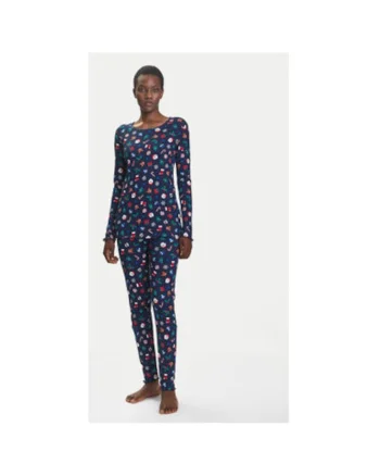 Pijama dama  3SUP3P03N, Bumbac, Bleumarin