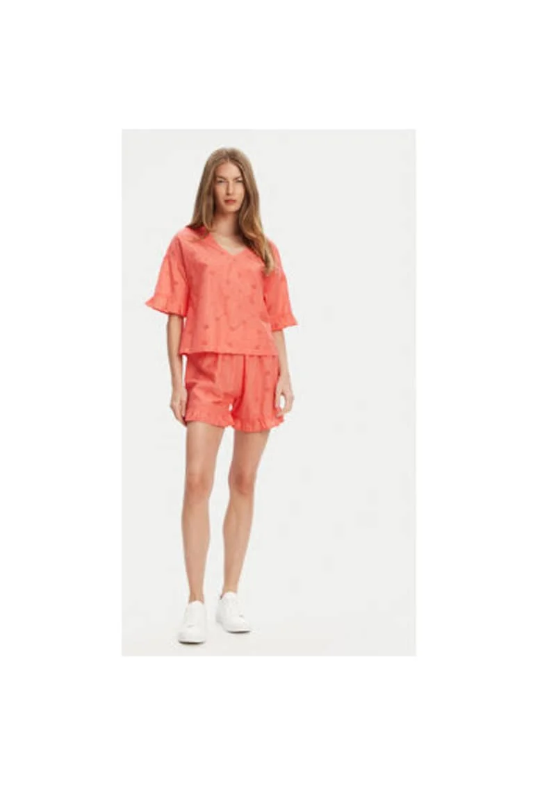 Pijama dama  4SHX3P03X, Bumbac, Rosu