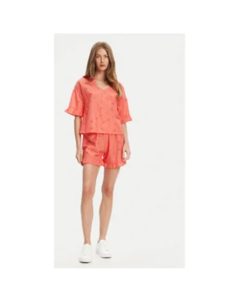Pijama dama  4SHX3P03X, Bumbac, Rosu