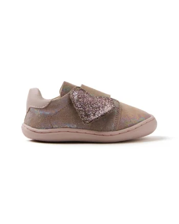 Pantofi sport de piele intoarsa cu aspect stralucitor, Roz