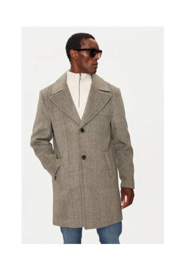 Palton in carouri din amestec de lana