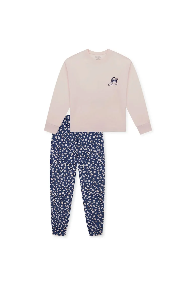 Pantaloni de pijama lejeri cu animal print, Bej/Albastru