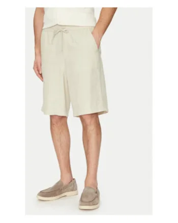 Pantaloni scurti din amestec de in, grej