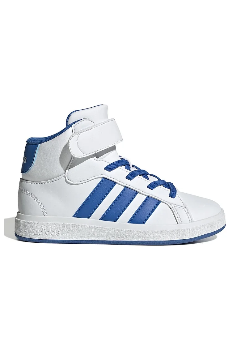 Pantofi sport mid-high din piele ecologica Grand Court, Alb/Albastru royal