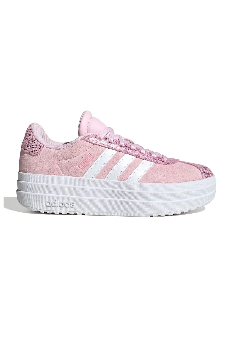Pantofi sport din piele intoarsa cu garnituri din piele ecologica, Alb/Roz deschis