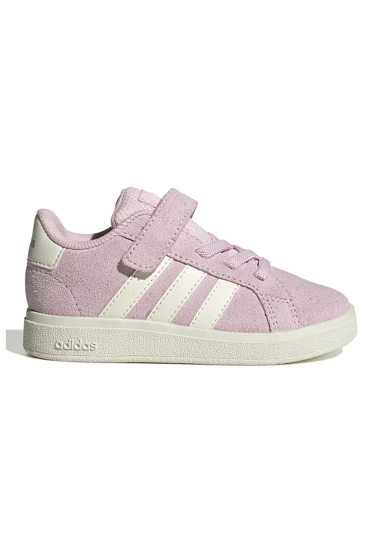 Pantofi sport Grand Court cu velcro, Alb murdar/Roz