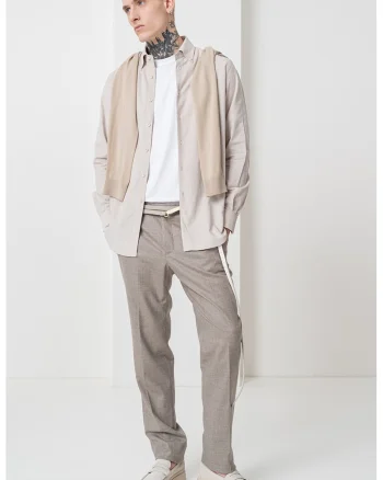 Pantaloni eleganti drepti din amestec de lana, Maro nisip