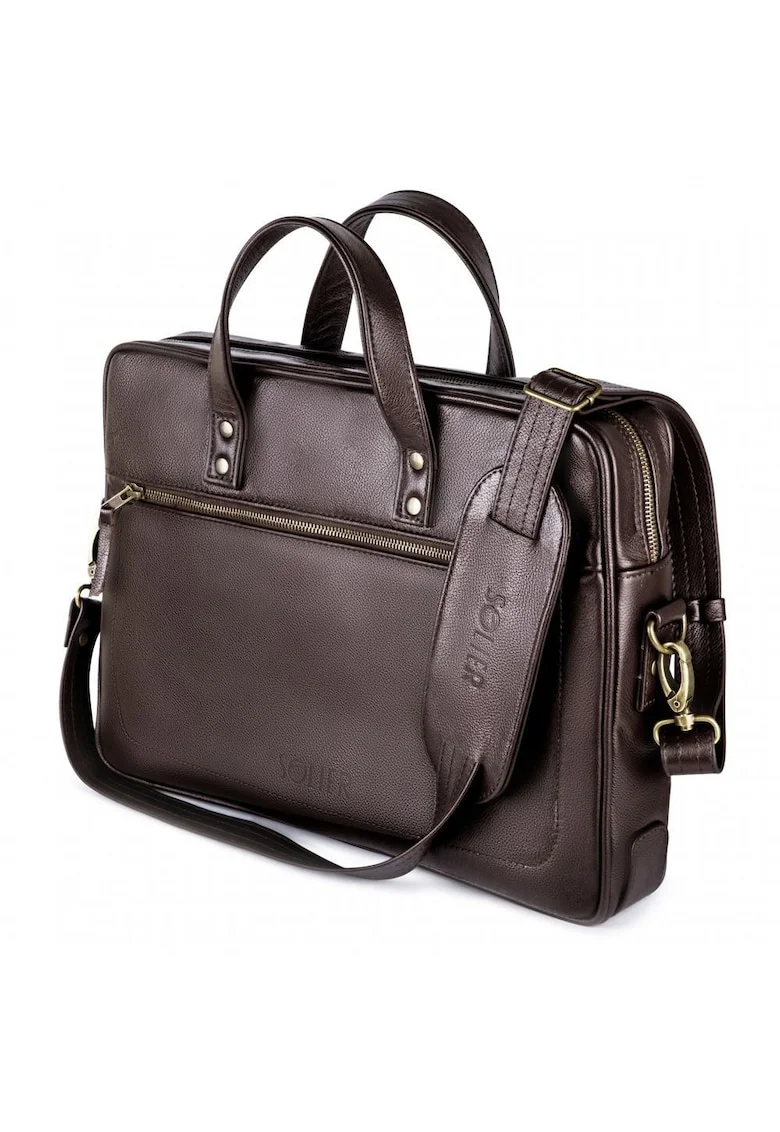 Geanta barbateasca din piele pentru laptop  SL04 Waterford Maro