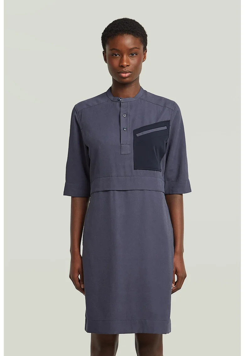 Rochie-tricou cu guler Mao, Violet prafuit