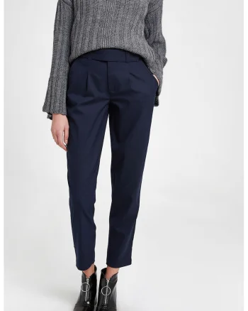 Pantaloni crop cu croiala conica, Bleumarin