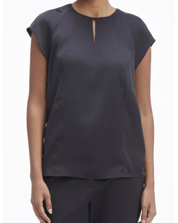 Bluza cu maneci scurte si decupaje, Negru