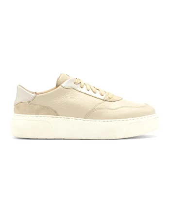 Pantofi sport de piele cu sireturi, Bej