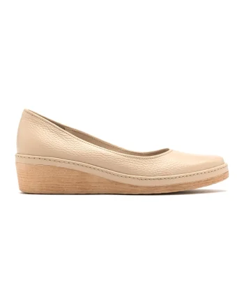 Pantofi wedge de piele Sofia, Bej