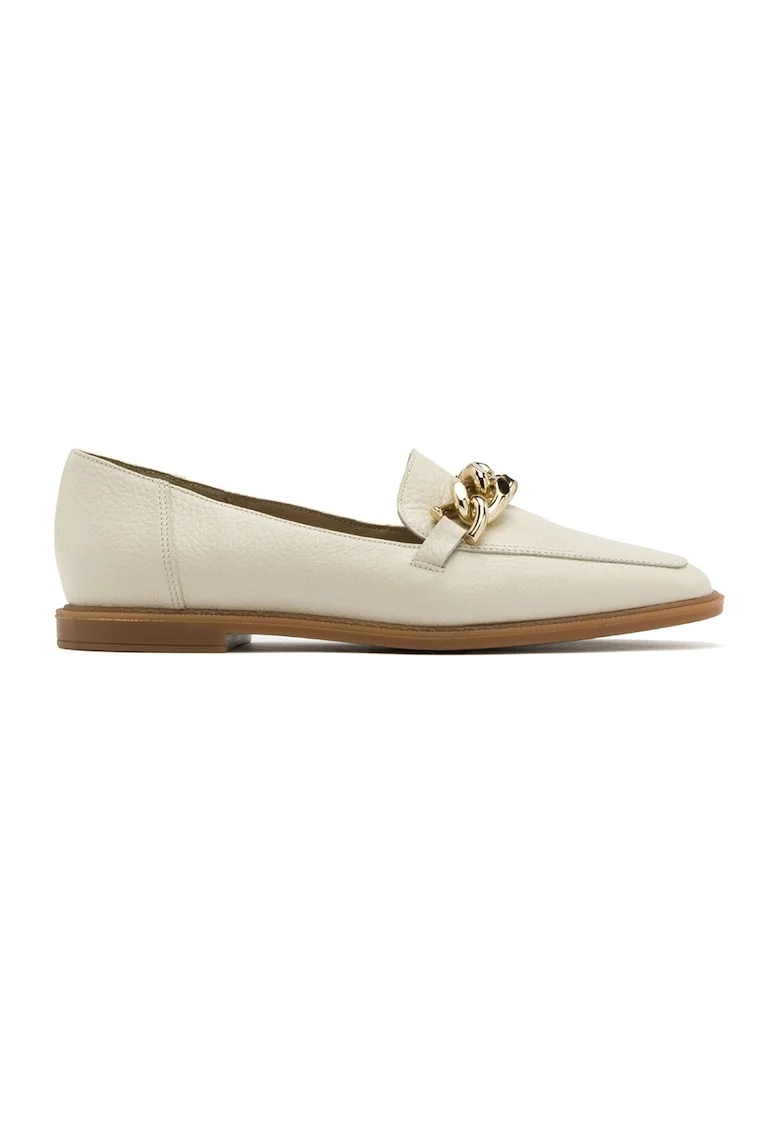 Pantofi loafer cu varf patrat Sally, Crem