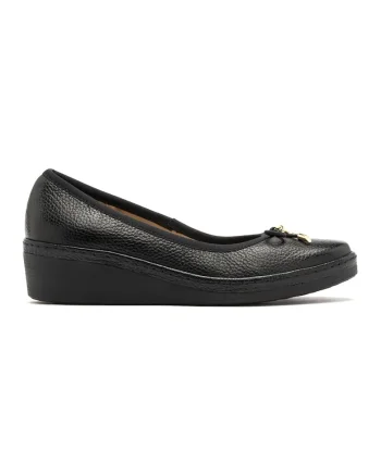 Pantofi wedge de piele Sofia, Negru
