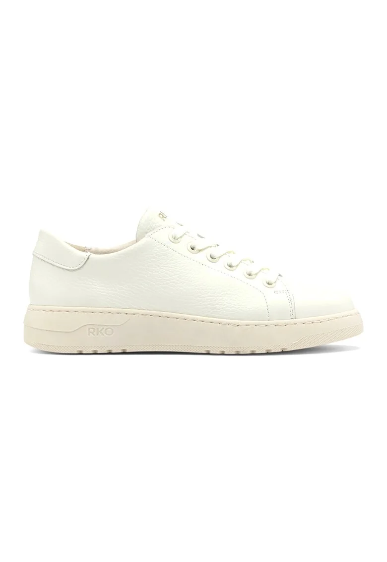 Pantofi sport de piele cu aspect granat Nora, Alb fildes