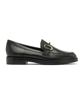 Pantofi loafer de piele cu detalii de lant, Auriu/Negru