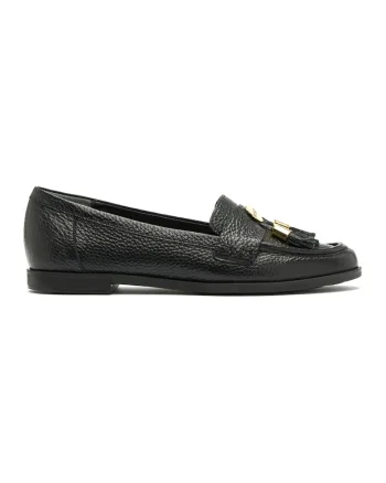 Pantofi loafer de piele cu canafi, Auriu/Negru