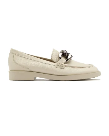 Pantofi loafer de piele cu detalii de lant Rosalia, Crem