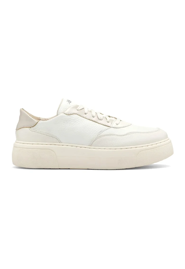 Pantofi sport de piele cu sireturi, Alb fildes