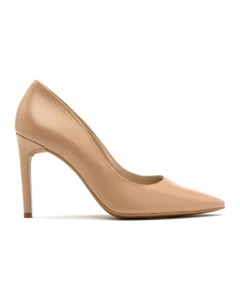 Pantofi de piele cu toc stiletto Aga, Bej inchis