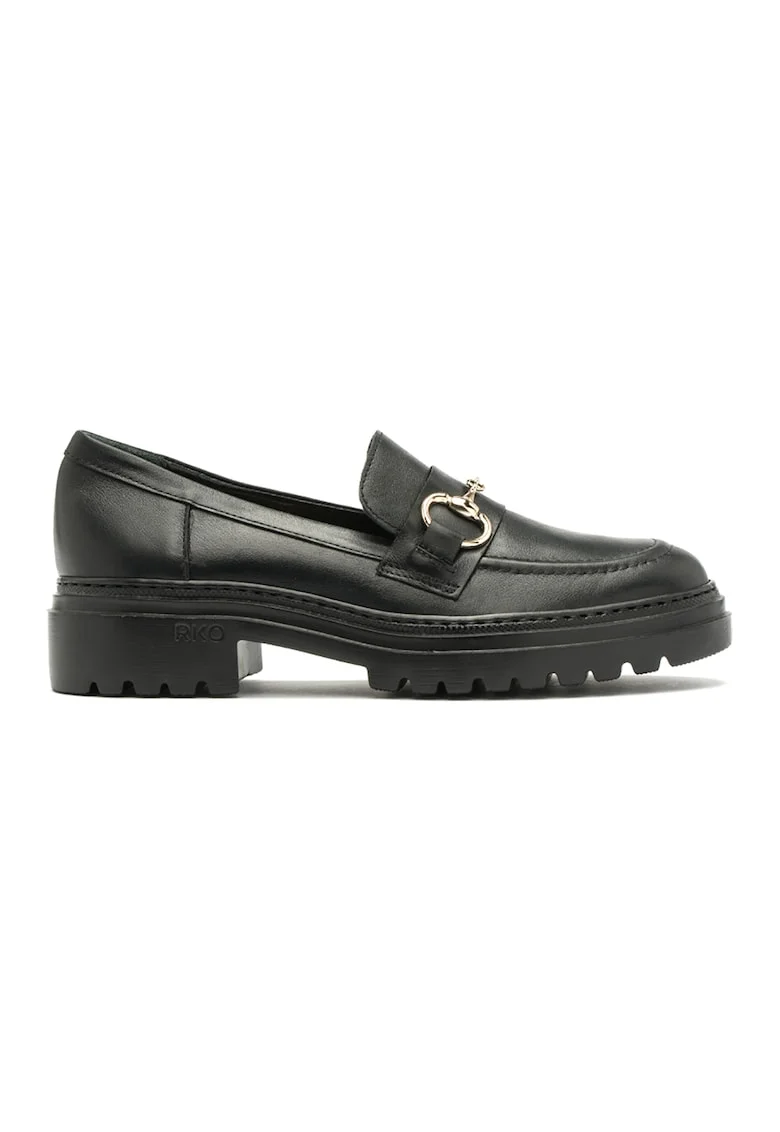 Pantofi loafer de piele cu aspect masiv Pauline, Auriu/Negru