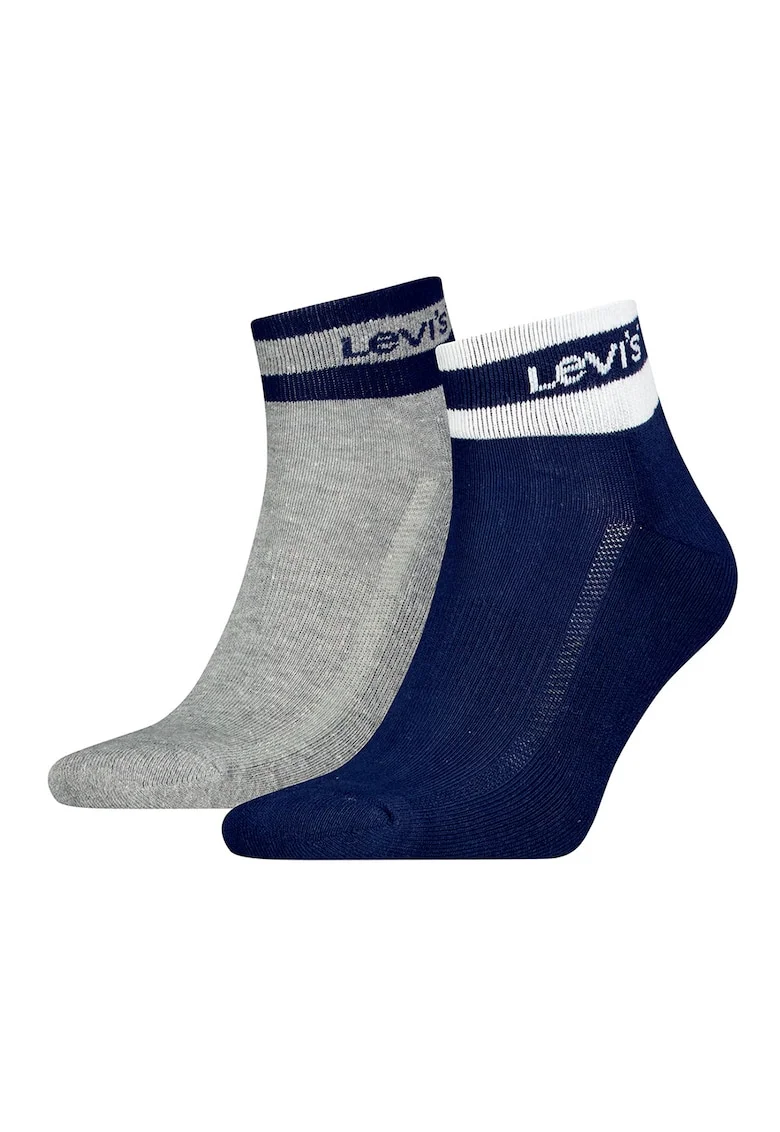 Set de sosete scurte unisex - 2 perechi, Gri melange/Bleumarin