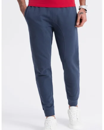 Pantaloni de trening cu croiala conica si snur de ajustare, Bleumarin